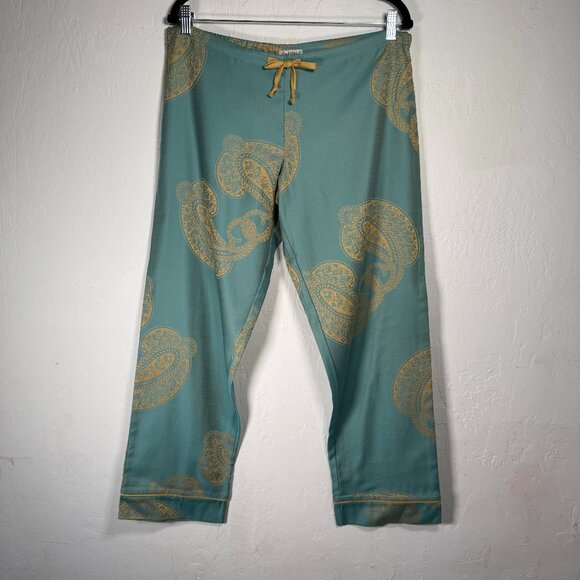 BedHead Jacquard S Set Teal Paisley Design Elastic Waist Button Up Pajamas - Picture 1 of 15